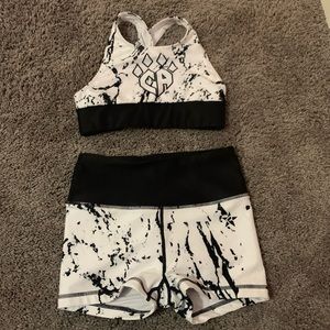 Cheer Athletics bra and shorts